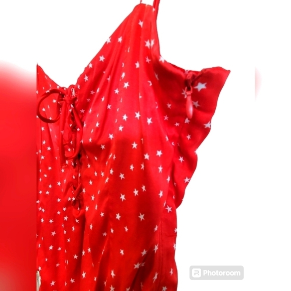 Zara Large Red White Stars Bodysuit with Side Zipper and Guset Buttons - Picture 3 of 8